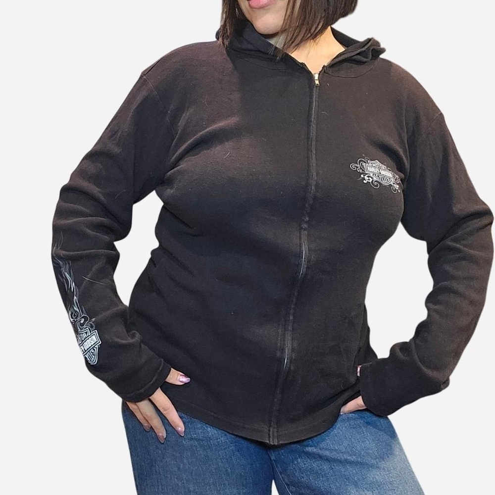 Harley-Davidson Black Women's Full-Zip Hoodie with Silver Graphics - Picture 7 of 7